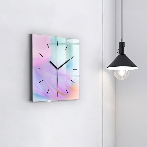 Orologio quadrato in vetro Piume colorate