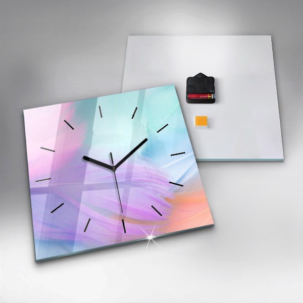 Orologio quadrato in vetro Piume colorate