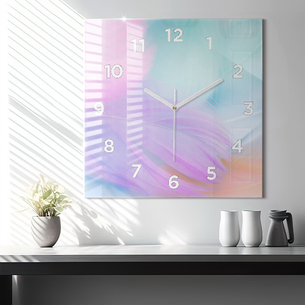 Orologio quadrato in vetro Piume colorate