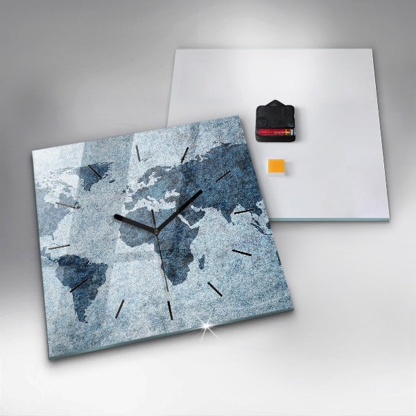 Orologio quadrato in vetro Mappa del mondo dipinta