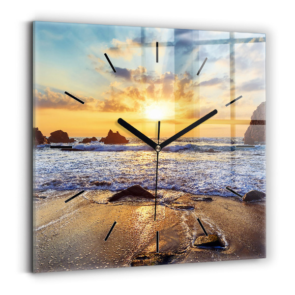 Orologio quadrato in vetro Tramonto sulla spiaggia