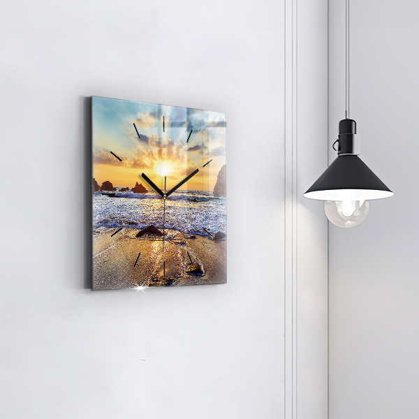 Orologio quadrato in vetro Tramonto sulla spiaggia