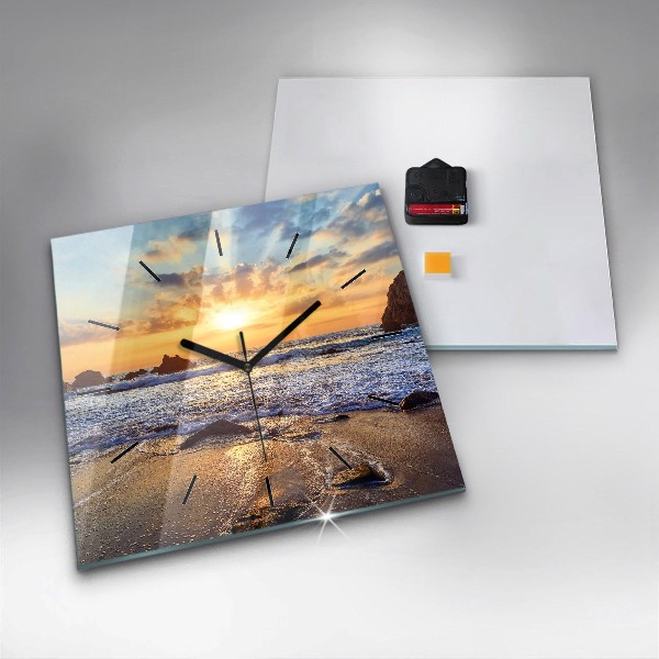Orologio quadrato in vetro Tramonto sulla spiaggia
