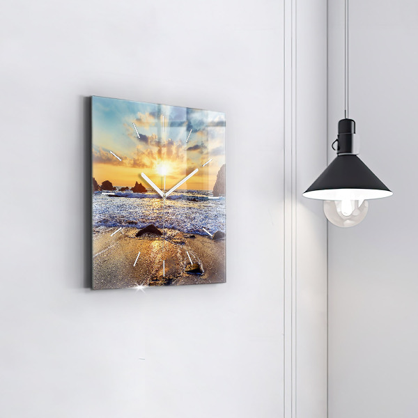 Orologio quadrato in vetro Tramonto sulla spiaggia