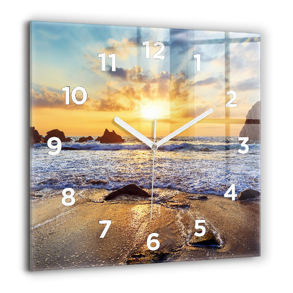 Orologio quadrato in vetro Tramonto sulla spiaggia