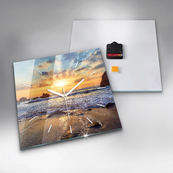 Orologio quadrato in vetro Tramonto sulla spiaggia