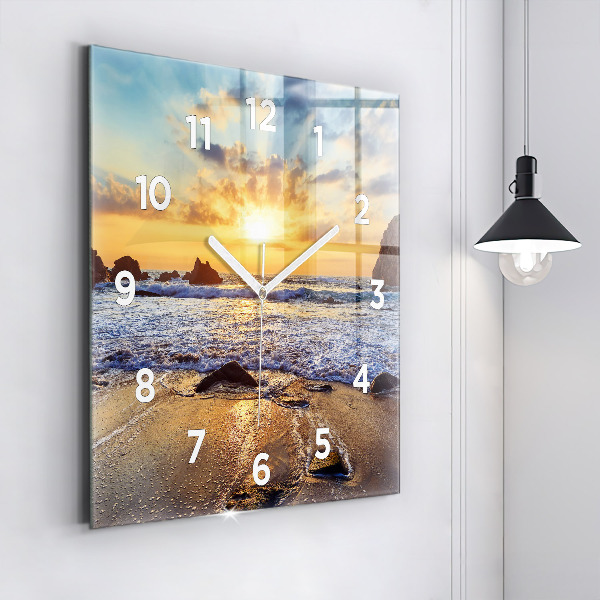 Orologio quadrato in vetro Tramonto sulla spiaggia
