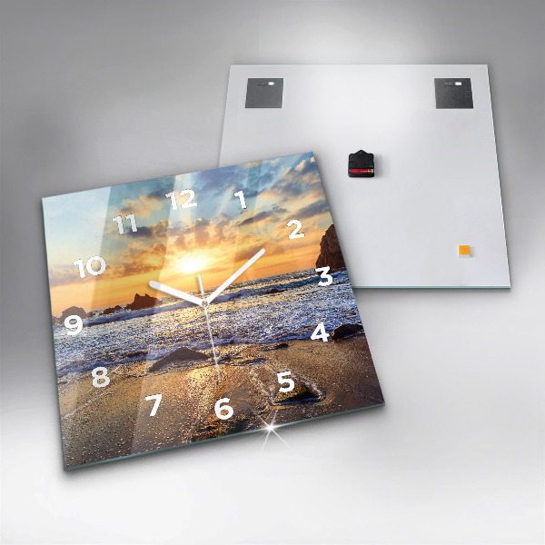 Orologio quadrato in vetro Tramonto sulla spiaggia