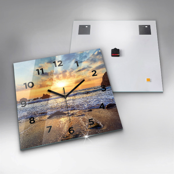 Orologio quadrato in vetro Tramonto sulla spiaggia
