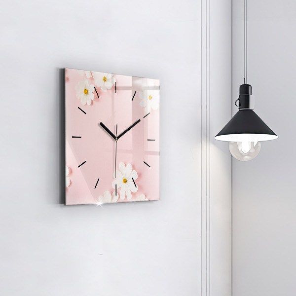 Orologio quadrato in vetro Fiori di margherita
