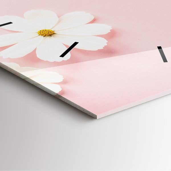 Orologio quadrato in vetro Fiori di margherita