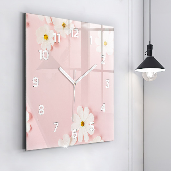 Orologio quadrato in vetro Fiori di margherita