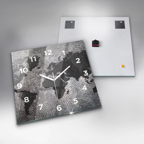 Orologio quadrato in vetro Mappa del mondo in cemento