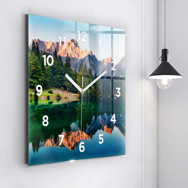 Orologio quadrato in vetro Paesaggio lacustre