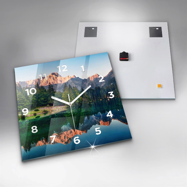 Orologio quadrato in vetro Paesaggio lacustre