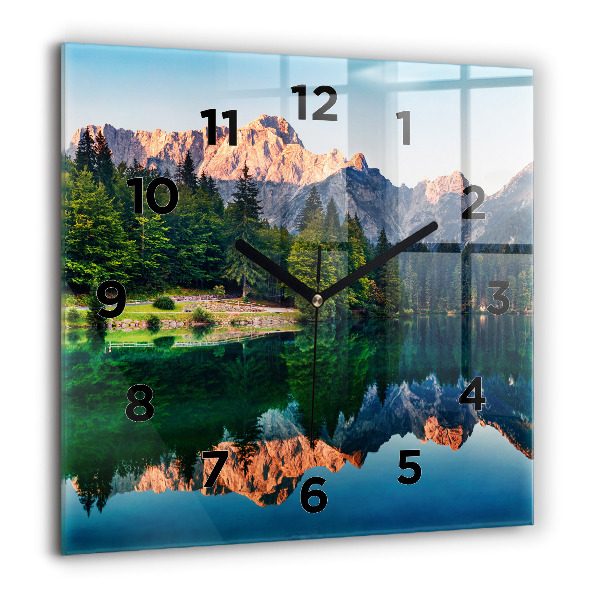 Orologio quadrato in vetro Paesaggio lacustre