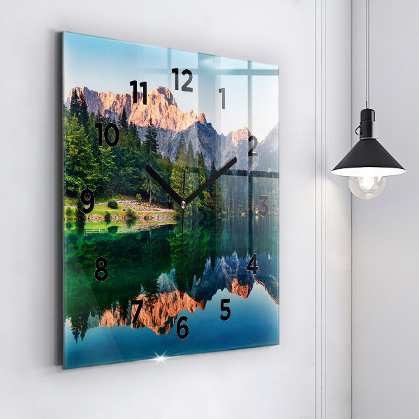 Orologio quadrato in vetro Paesaggio lacustre