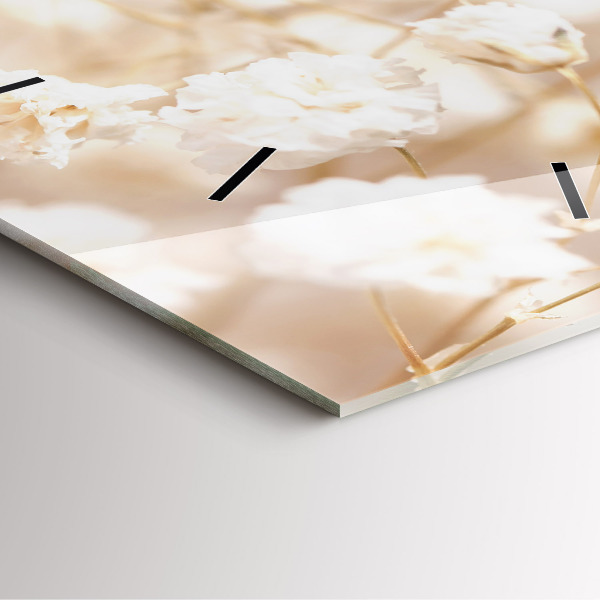 Orologio quadrato in vetro Piccoli fiori bianchi