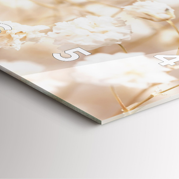 Orologio quadrato in vetro Piccoli fiori bianchi