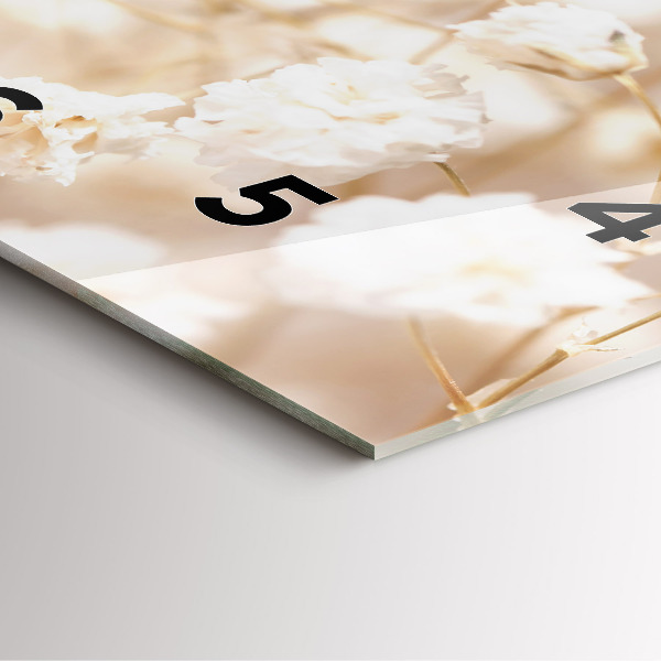 Orologio quadrato in vetro Piccoli fiori bianchi