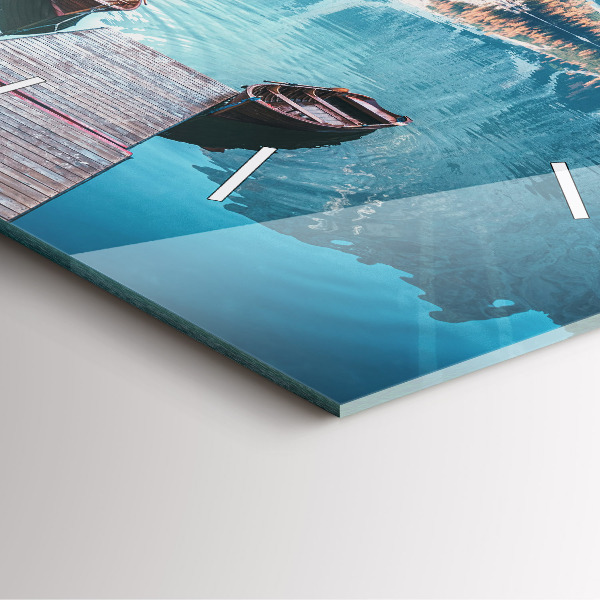 Orologio quadrato in vetro Barche sul lago