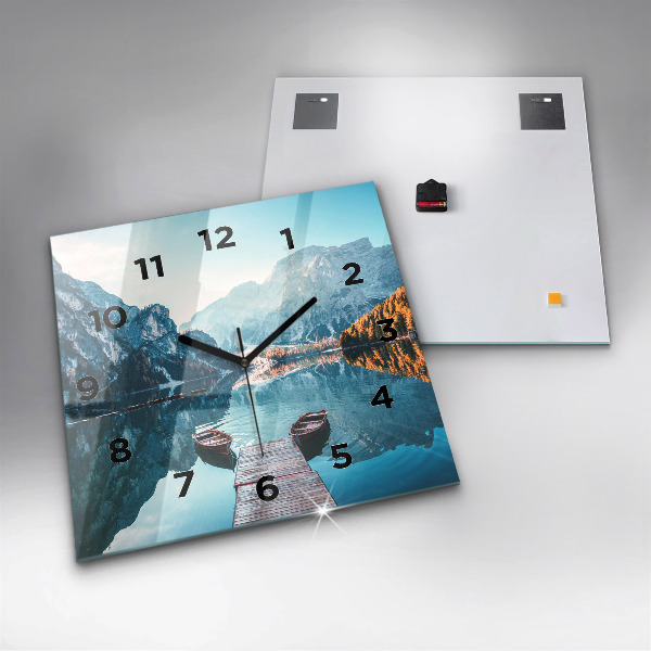 Orologio quadrato in vetro Barche sul lago