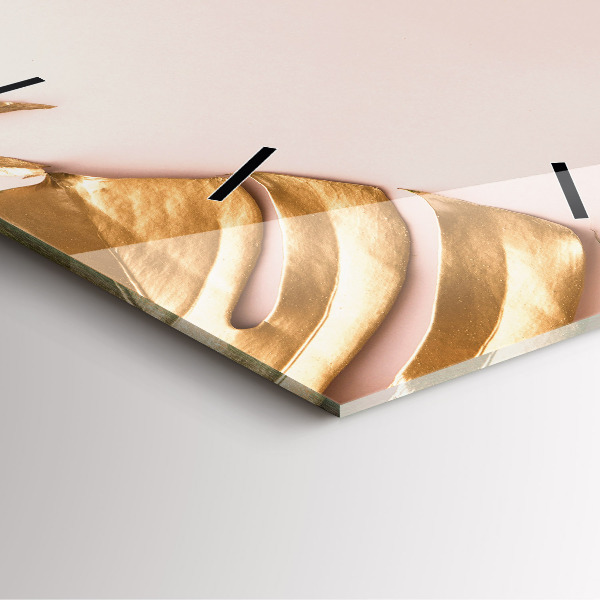 Orologio quadrato in vetro Foglie tropicali dorate