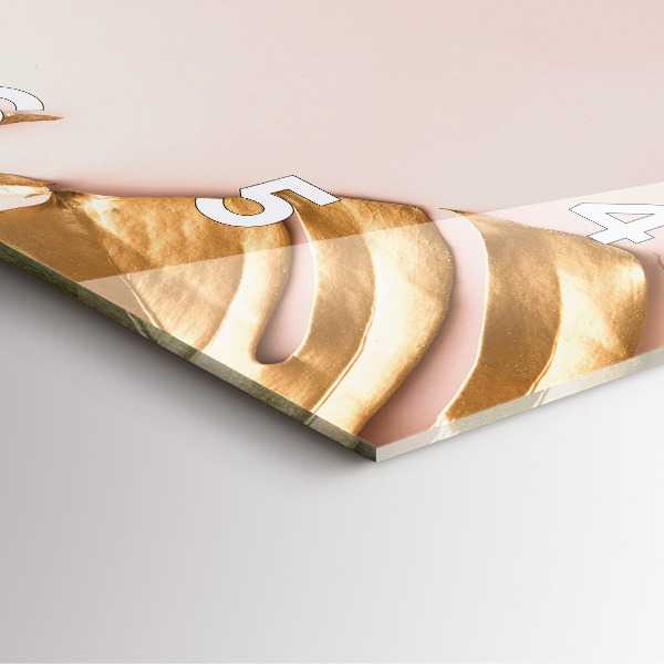 Orologio quadrato in vetro Foglie tropicali dorate