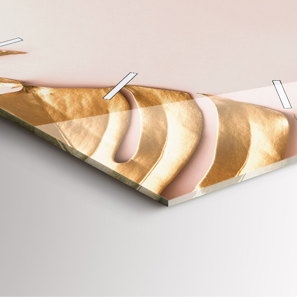 Orologio quadrato in vetro Foglie tropicali dorate