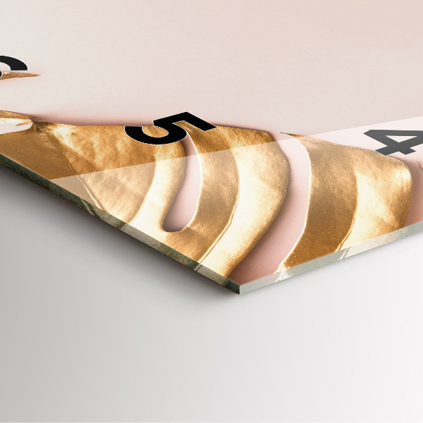 Orologio quadrato in vetro Foglie tropicali dorate