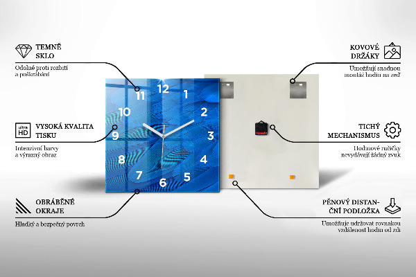 Orologio quadrato in vetro Triangoli astratti
