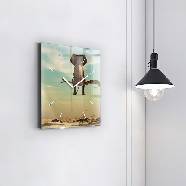 Orologio quadrato in vetro Elefante su un albero