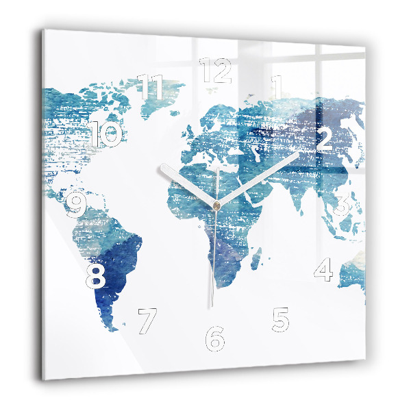 Orologio quadrato in vetro Mappa del mondo