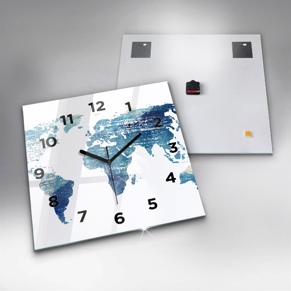 Orologio quadrato in vetro Mappa del mondo
