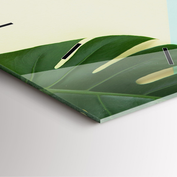 Orologio quadrato in vetro Foglie di Monstera