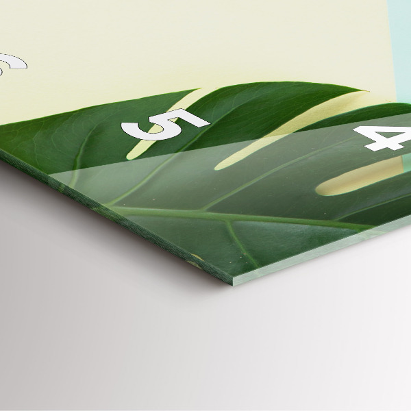 Orologio quadrato in vetro Foglie di Monstera