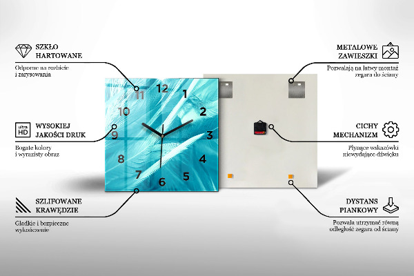 Orologio quadrato in vetro Foglie di Monstera