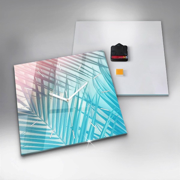 Orologio quadrato in vetro Palma tropicale