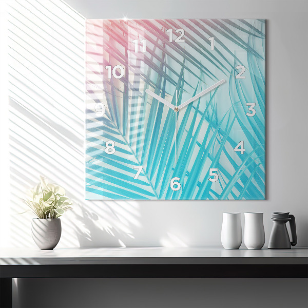 Orologio quadrato in vetro Palma tropicale