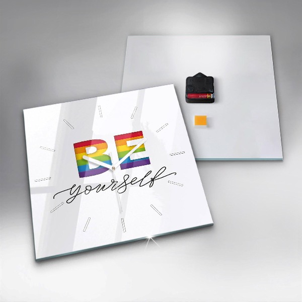 Orologio quadrato in vetro La scritta Sii te stesso