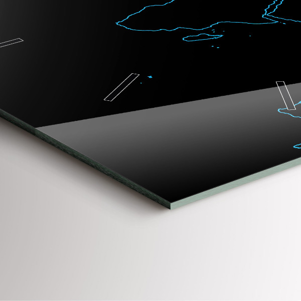 Orologio quadrato in vetro Contorni della mappa del mondo