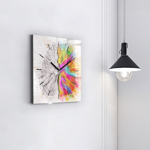 Orologio quadrato in vetro Cervello astratto