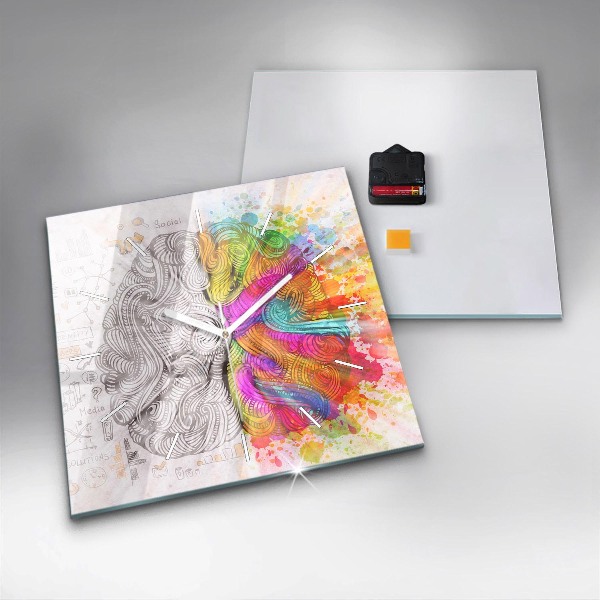 Orologio quadrato in vetro Cervello astratto