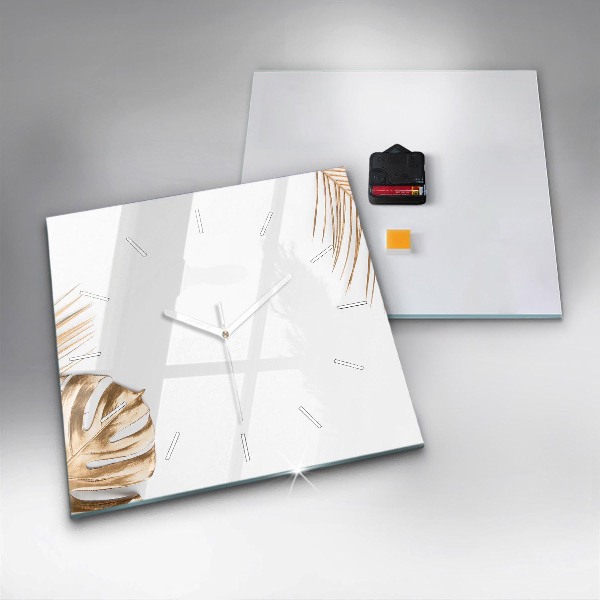 Orologio quadrato in vetro Foglie tropicali