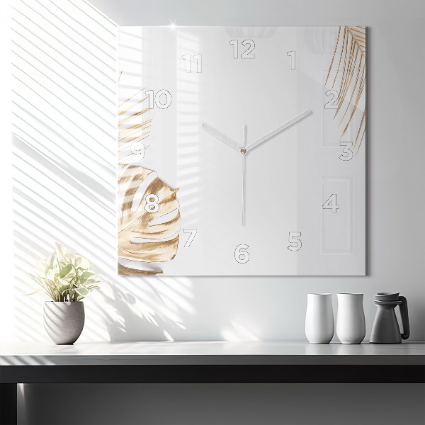 Orologio quadrato in vetro Foglie tropicali