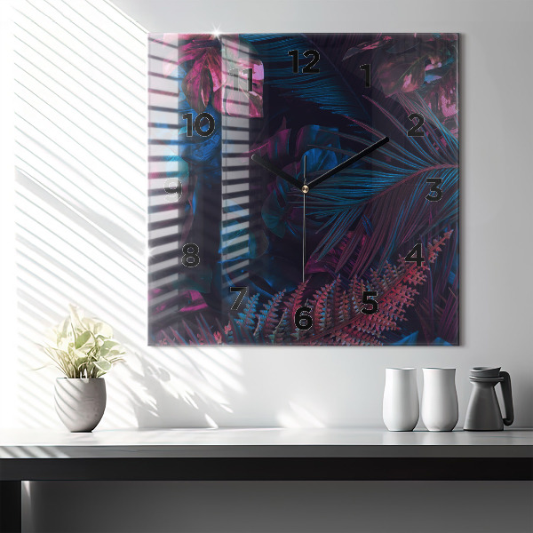 Orologio quadrato in vetro Fiori esotici