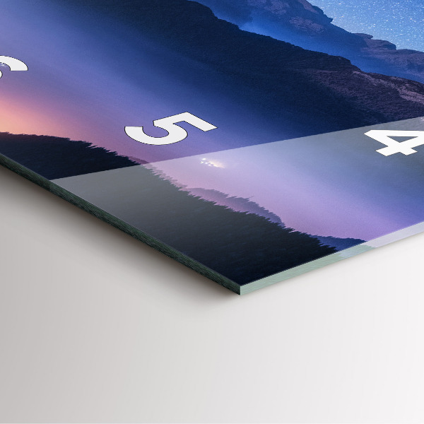 Orologio quadrato in vetro Via Lattea e Montagne