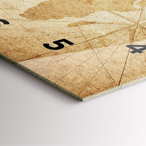 Orologio quadrato in vetro Mappa del mondo d'epoca