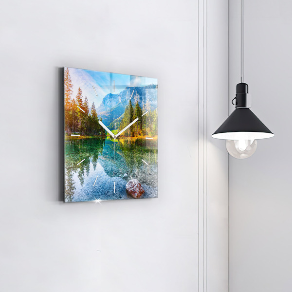 Orologio quadrato in vetro Paesaggio delle montagne del fiume