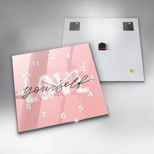 Orologio quadrato in vetro La scritta Ama te stesso